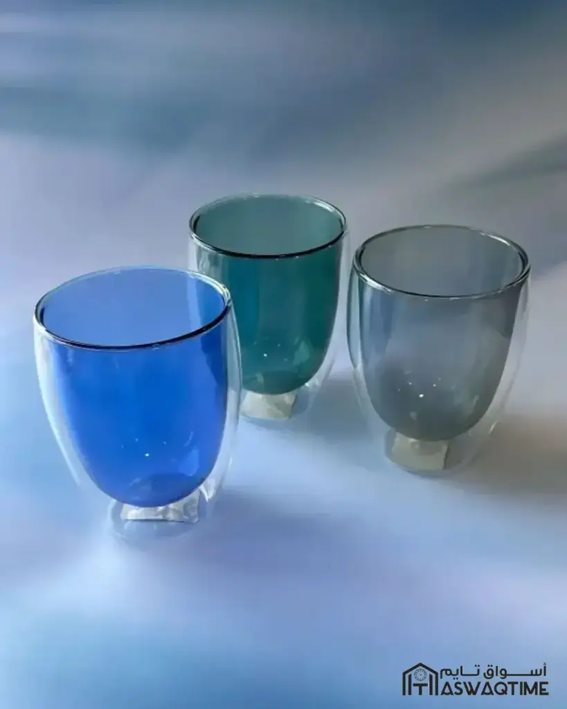 COLORED DOUBLE GLASS CUP 350ml