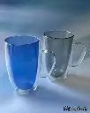 COLORED DOUBLE GLASS CUP WITH HANDLE  450ml