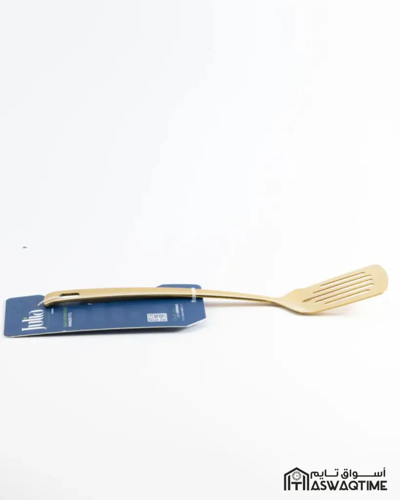 JULIA STAINLESS STEEL SLOTTED TURNER SHORTHANDLE-GOLD 24-932.webp
