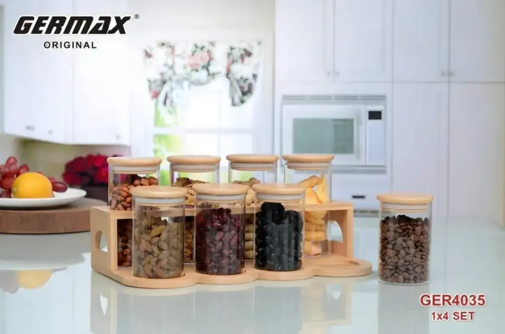 GERMAX 8PCS ROUND GLASS JARS