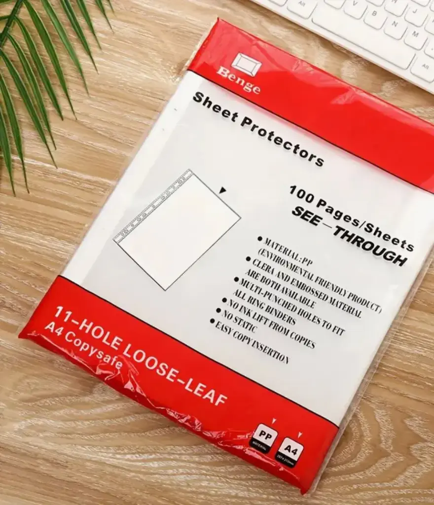 100 PAGS PROTECTIVE SHEETS 8C  11 HOLE