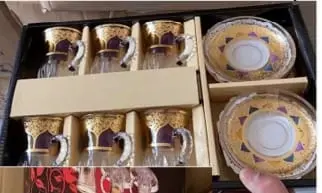 12PCS TEA SET GLASSWARE 255-6+6FGB-1