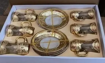 12PCS TEA SET GLASSWARE DG12165BK-BH