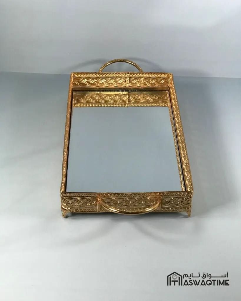 33 PATTERN HANDLE TRAY 20*30 CM GOLD