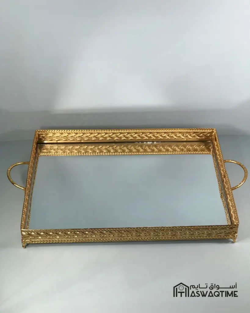 33 PATTERN HANDLE TRAY 32x44 CM GOLD