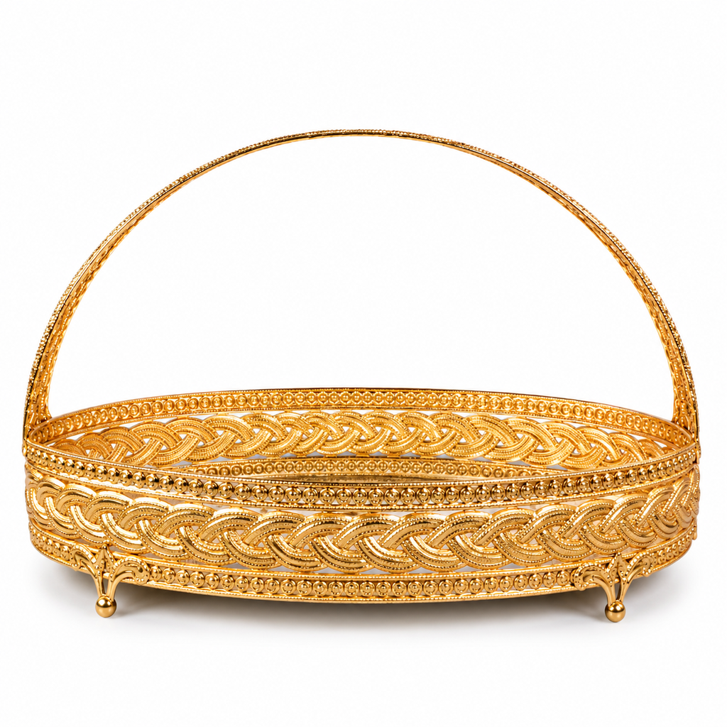 33 PATTERN OVAL WITH TOP HOLD 20*27 CM GOLD