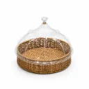 ACRYLIC DOME ROUND W/WOVEN BASE 27X27 CM