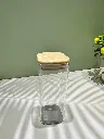 BAMBOO/GLASS WIDE STORAGE JAR 6x15cm
