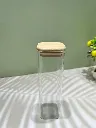 BAMBOO/GLASS WIDE STORAGE JAR 6x20cm