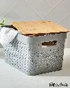 BASKET WITH BAMBOO LID STORAGE