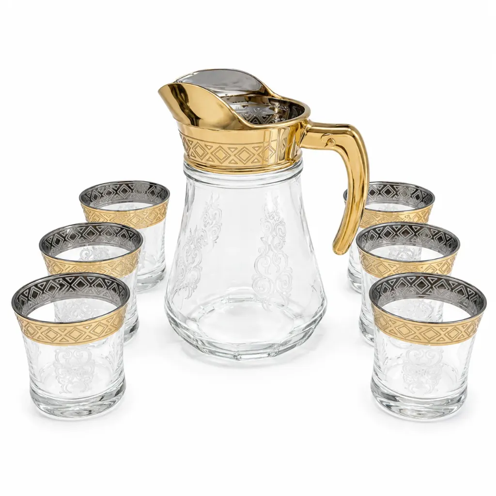 BYART  GOLD JUG+WATER GLASS 7 PIECES 