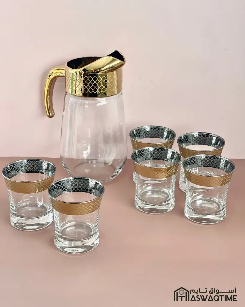 BYART  GOLD JUG+WATER GLASS 7 PIECES 