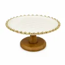 CERAMIC PLATE WITH WOODEN STAND AND GOLDEN EDGES 