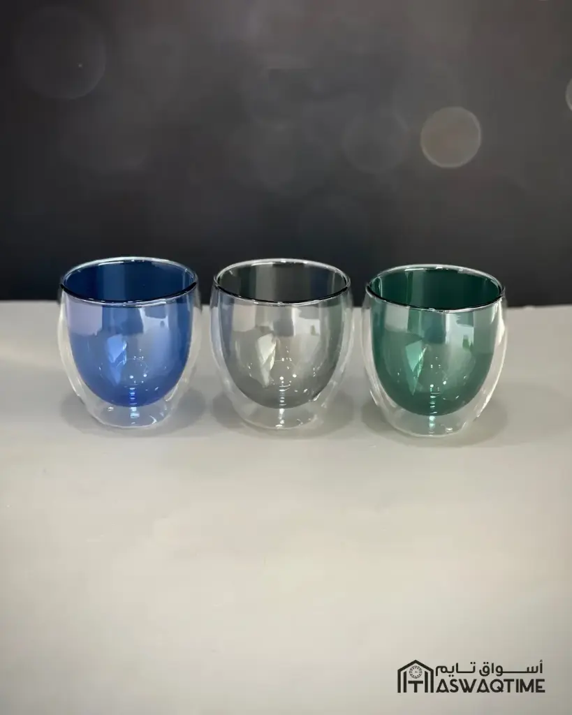 COLORED DOUBLE GLASS CUP 250ml
