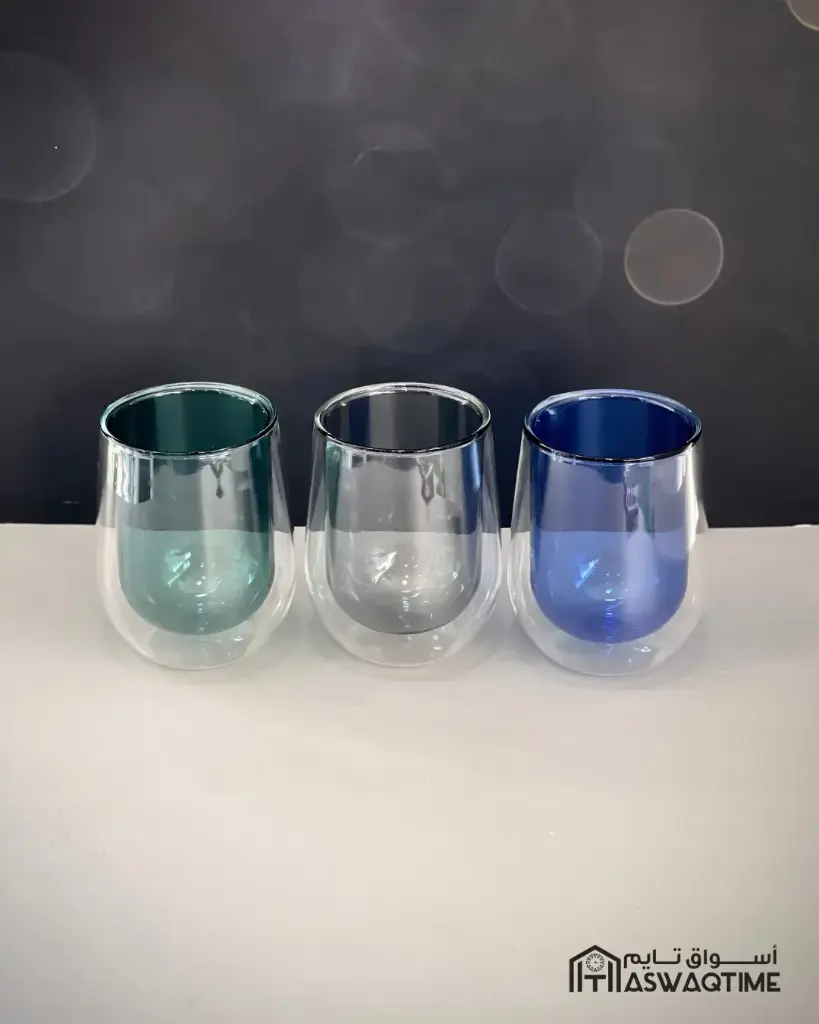 COLORED DOUBLE GLASS CUP 350ml