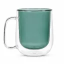 COLORED DOUBLE GLASS CUP WITH HANDLE  250ml