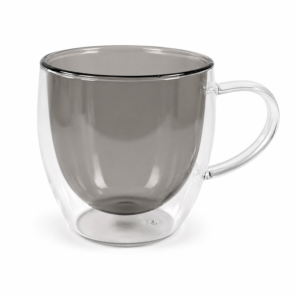 COLORED DOUBLE GLASS CUP WITH HANDLE  250ml