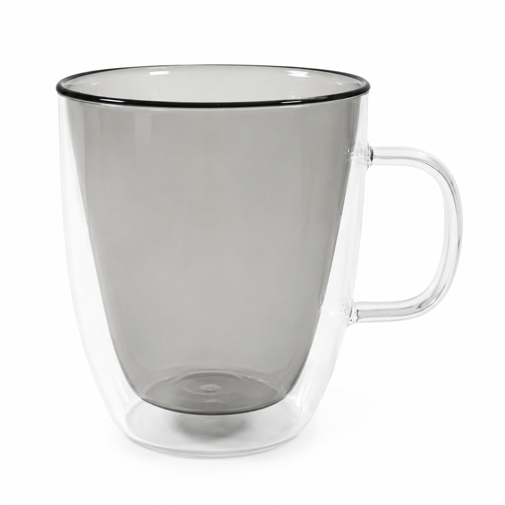 [MS1-409-19] COLORED DOUBLE GLASS CUP WITH HANDLE  350ml