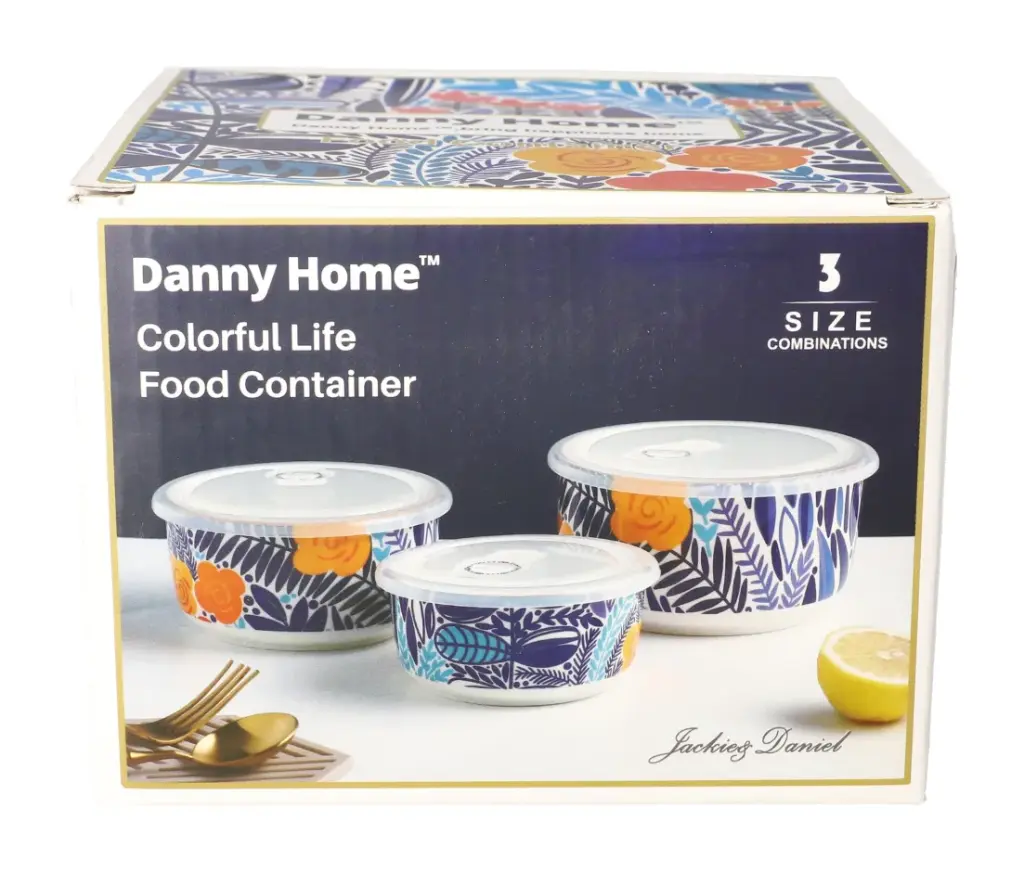 DANNY HOME FOOD CONTAINER 3PCS SET S:5" (11.3X6.2CM)M:5.5" (13.2X7CM)L:6.25" (14.5X11CM) PORCELAIN 1205G