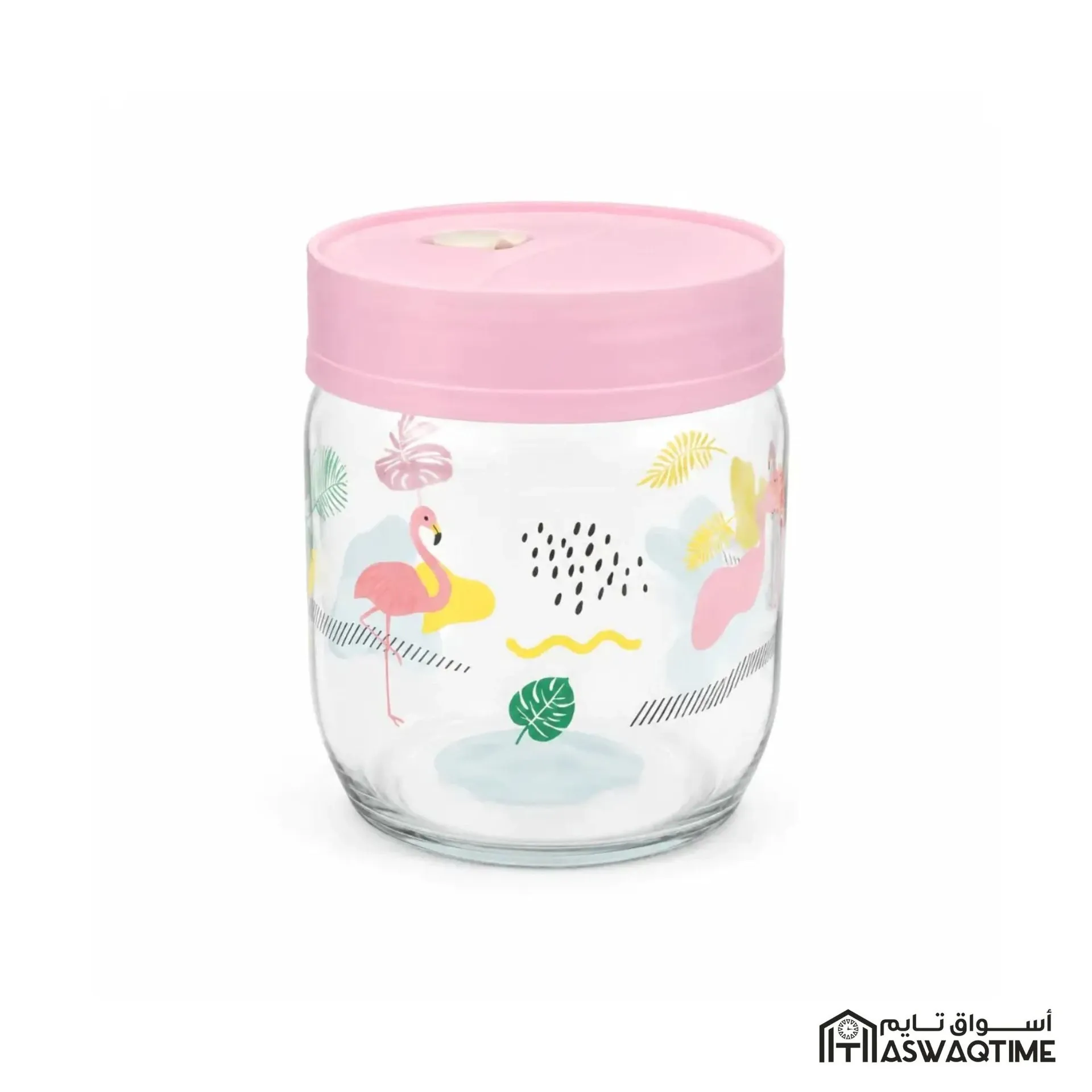 FLAMINGO PATTERNED STORAGE JAR 425CC