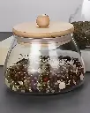 GLASS CANISTER W/WOOD COVER