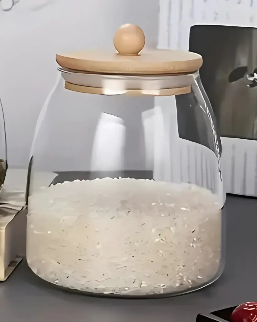 GLASS CANISTER W/WOOD  COVER 500ML