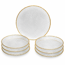 GLASSCOM ARES 7 PCS CAKE SET GREEN GOLD RIM*6