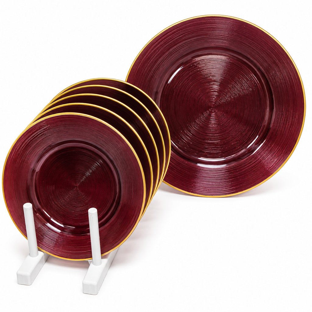 GLASSCOM CIRCLE CAKE SET MURDUM GOLD RIM*3