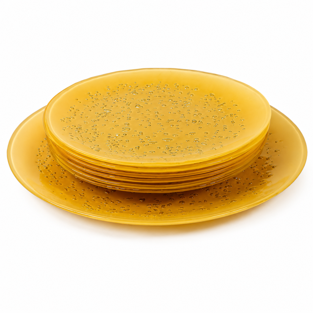 GLASSCOM DROP 7 PCS CAKE SET TRANSPARENT GOLD RIM