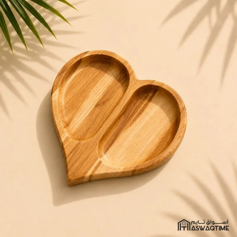 [104304000] ZEMBU WOOD HEARTED COOKIE NUTS PLATE