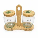 INCIR HOME WOODEN STAND 2 PIECE GLASS FOR SPICES