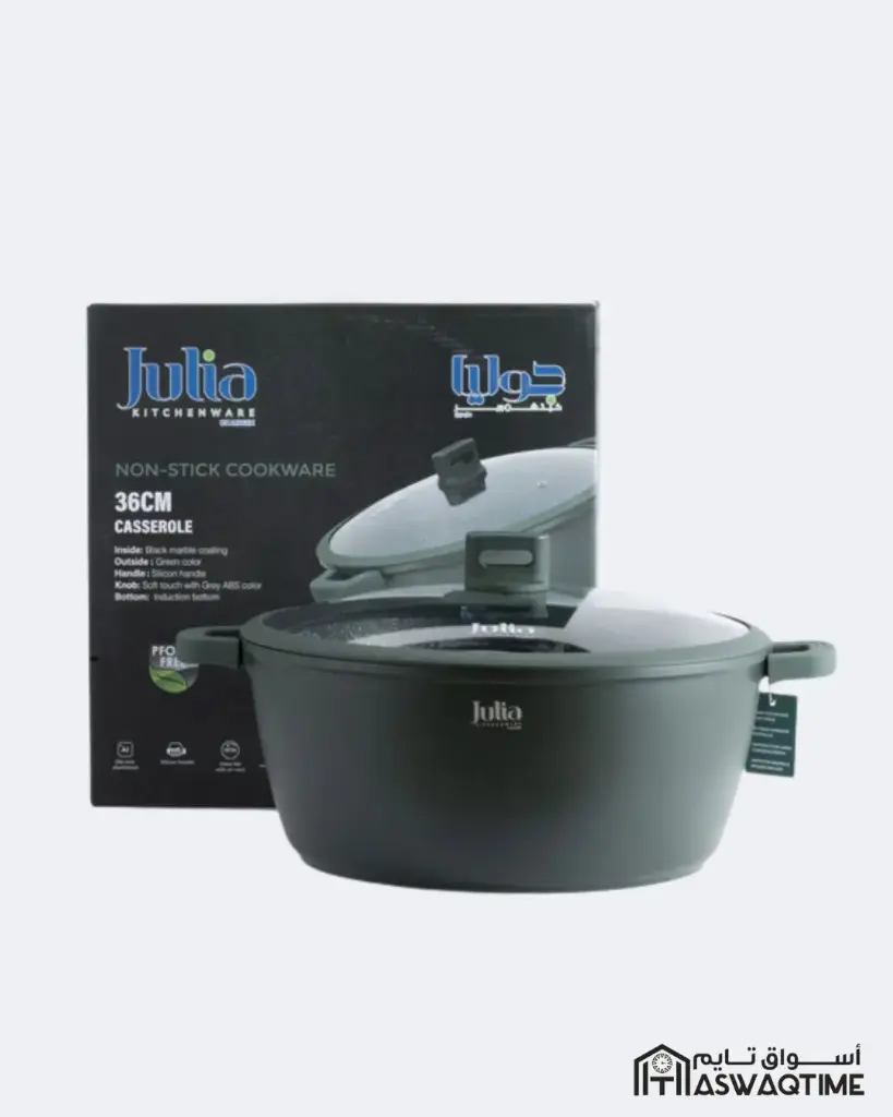 JULIA  ELITE-PRO CASSEROLE WITH LID 36CMGREEN