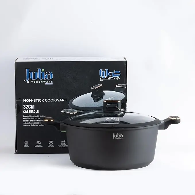 JULIA ELITE-PRO PLUS CASSEROLE WITH LID32CM-BLACK 0005045