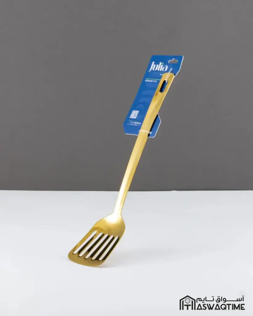 JULIA STAINLESS STEEL SLOTTED TURNERLONG HANDLE-GOLD 24-936