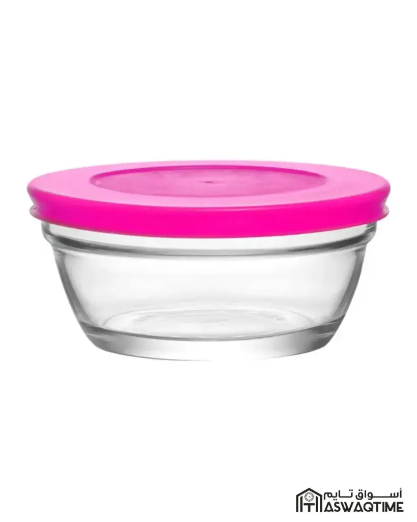 LAV COLORED GLASS BOWL WITH LID 4PCS 250CC