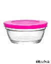 LAV COLORED GLASS BOWL WITH LID 4PCS 250CC