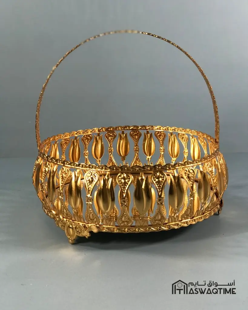 MEDIUM DOMESTIC TULIP ROUND BASKET GOLD