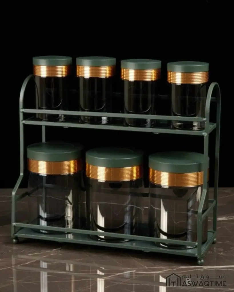 OTANTIK Luxury Canister Set 8Pcs From Majlis – 4 small canister and 3 big canister with stand