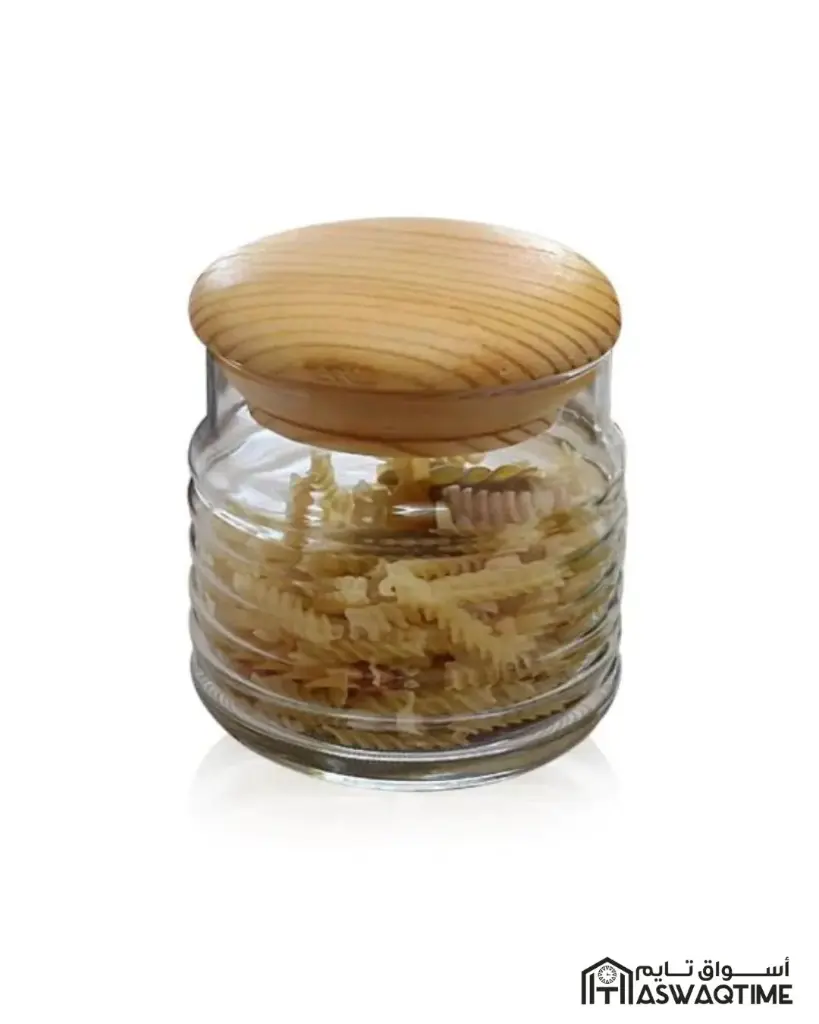 PASABAHCE BABYLON STORAGE JAR WITH WOODEN LID 325 ML 1PCS
