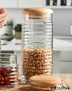 PASABAHCE BABYLON GLASS STORAGE JAR WITH WOODEN LID 1120ML