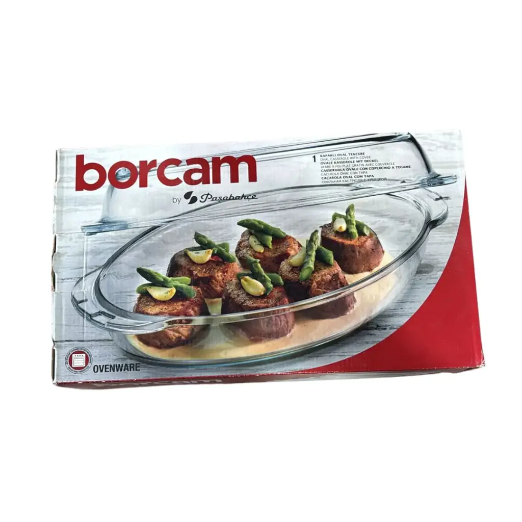 PASABAHCE BORCAM OVAL CASSEROLE DISH WITH LID 1.8 L 2PCS