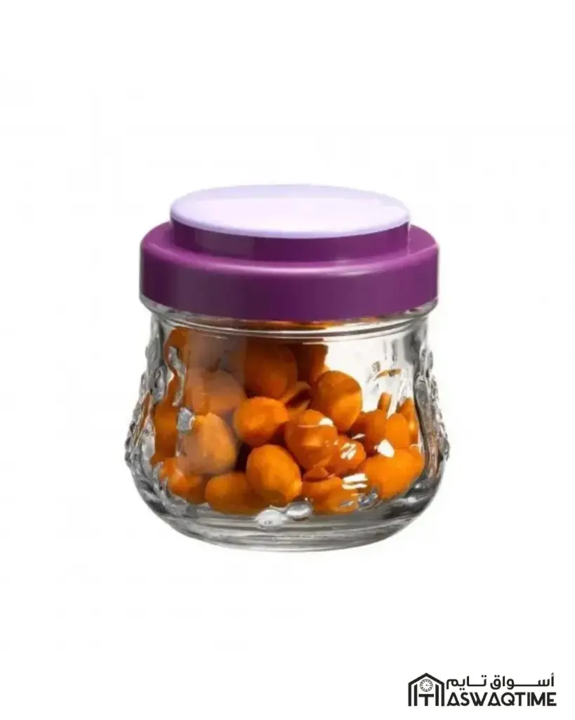 PASABAHCE GARDEN GRAVURE GLASS JAR WITH LID SMALL GREEN 2PCS