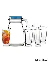 PASABAHCE CARRE JUG & GLASS SET 7PCS (1 JUG + 6 GLASSES)