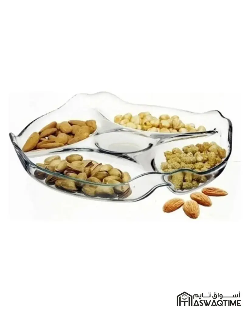 PASABAHCE GLASS 5-COMPARTMENT SERVING PLATE 25 CM (10467)