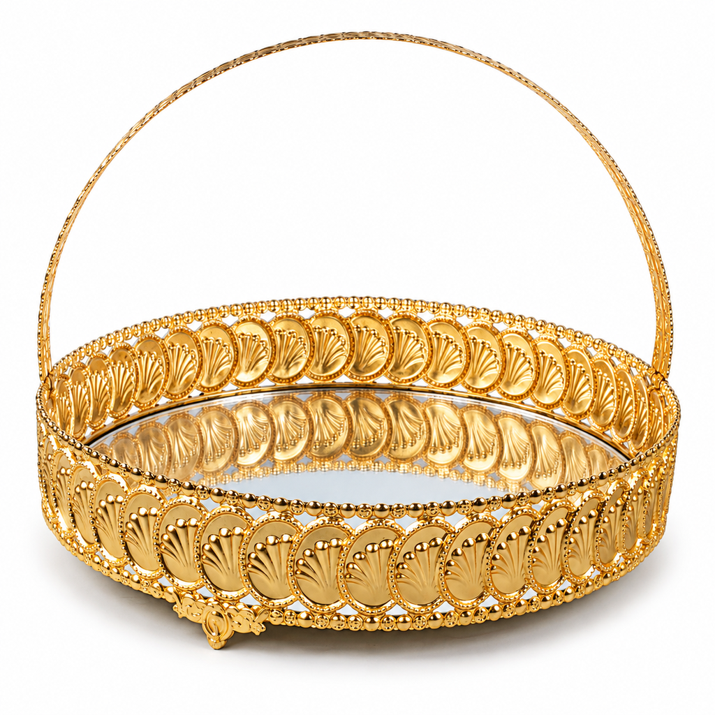SEA 25CM ROUND BASKET GOLD 