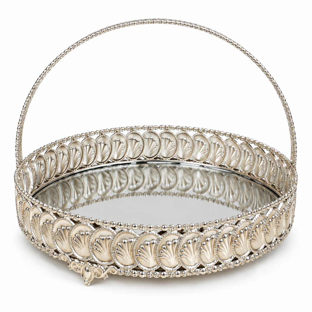 SEA 25CM ROUND BASKET SILVER 