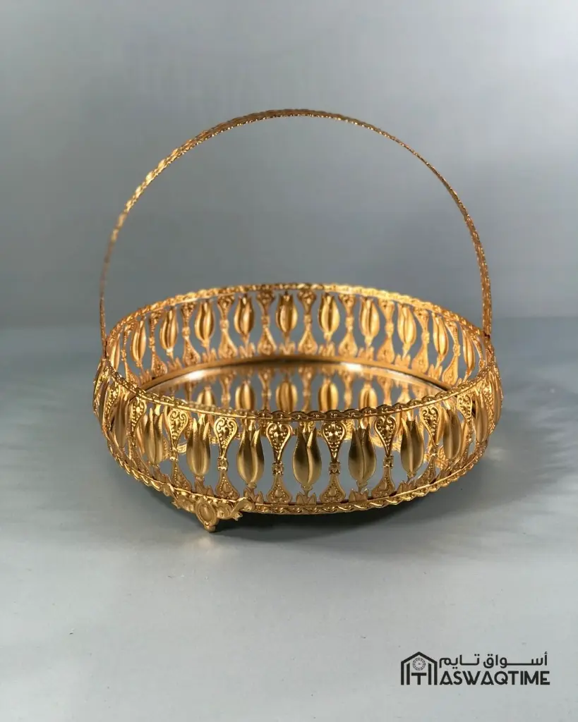 SMALL DOMESTIC TULIP ROUND BASKET GOLD