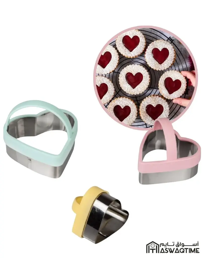 SUNPLAST HEARTH COOKIE CUTTERS WITH HANDLE (3pcs) 