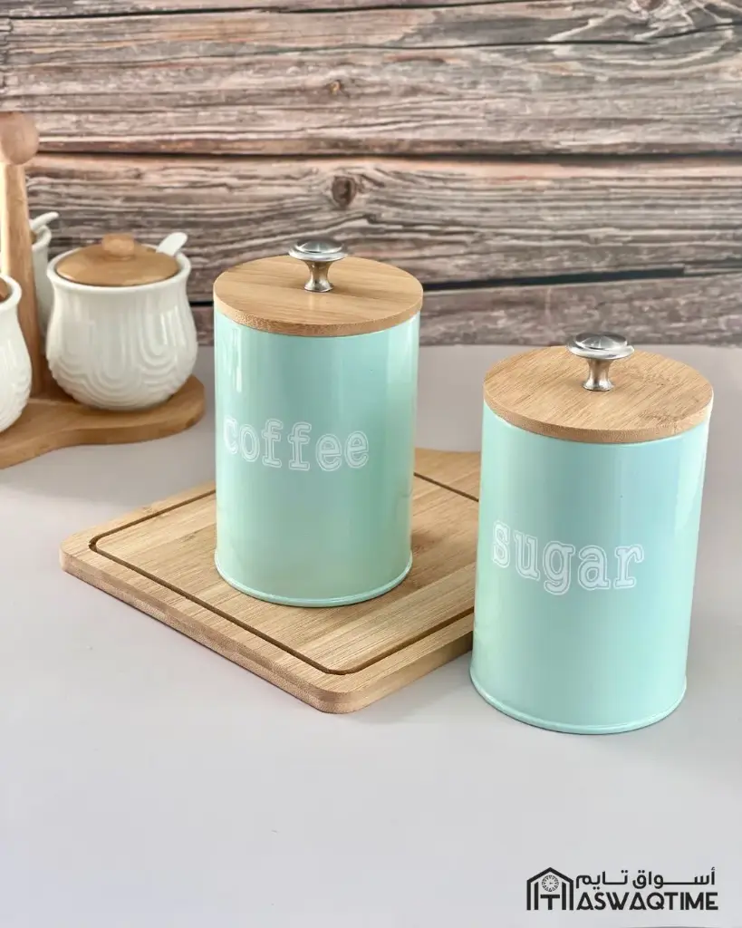 DAVE TIFFANY TEA SUGAR COFFEE SET WOOD COVER