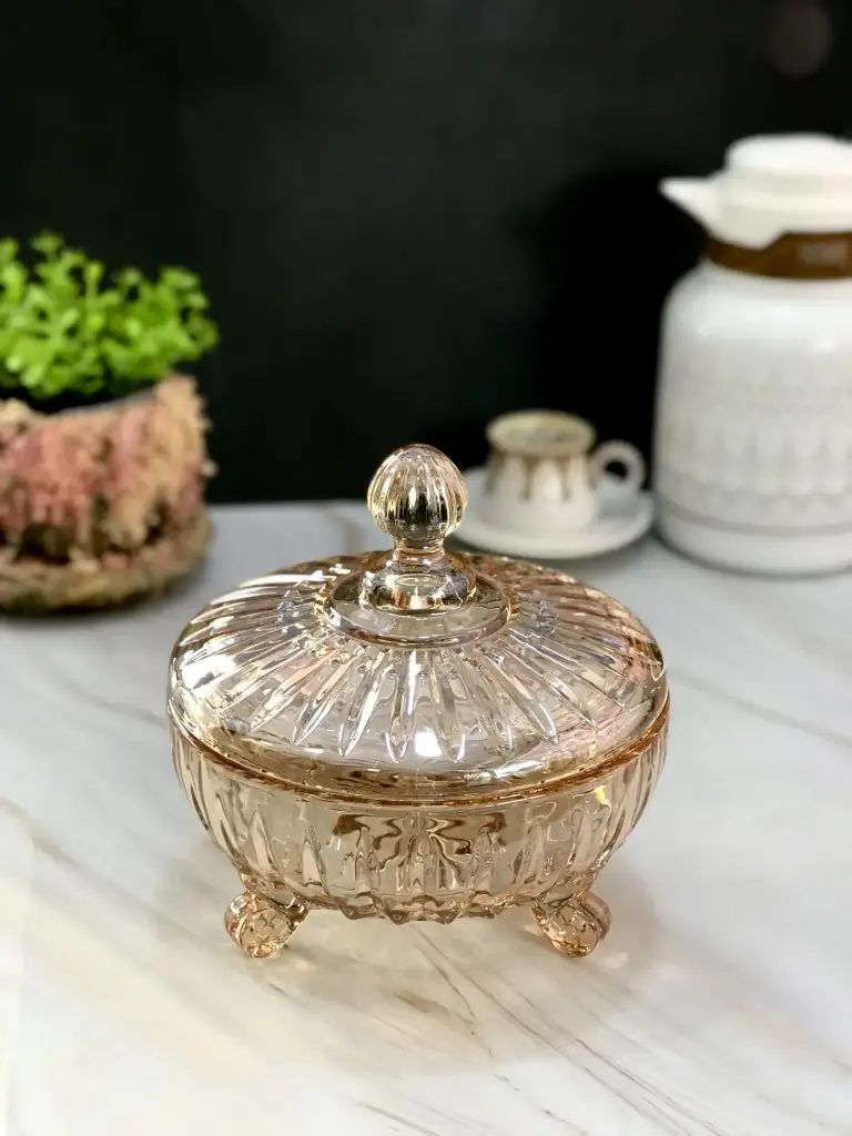 UMBER GLASS BOWL WITH COVER